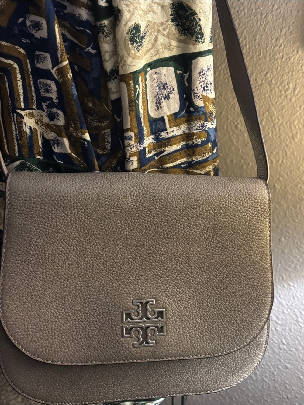 Tory Burch Taupe Pebbled Leather Crossbody - Picture 2 of 7